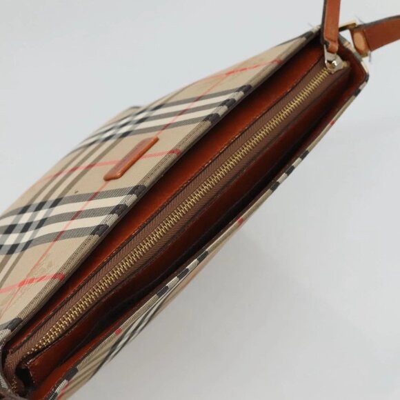 BURBERRY Nova Check Shoulder Bag Canvas Beige Gold Auth 121443 - Picture 7 of 16